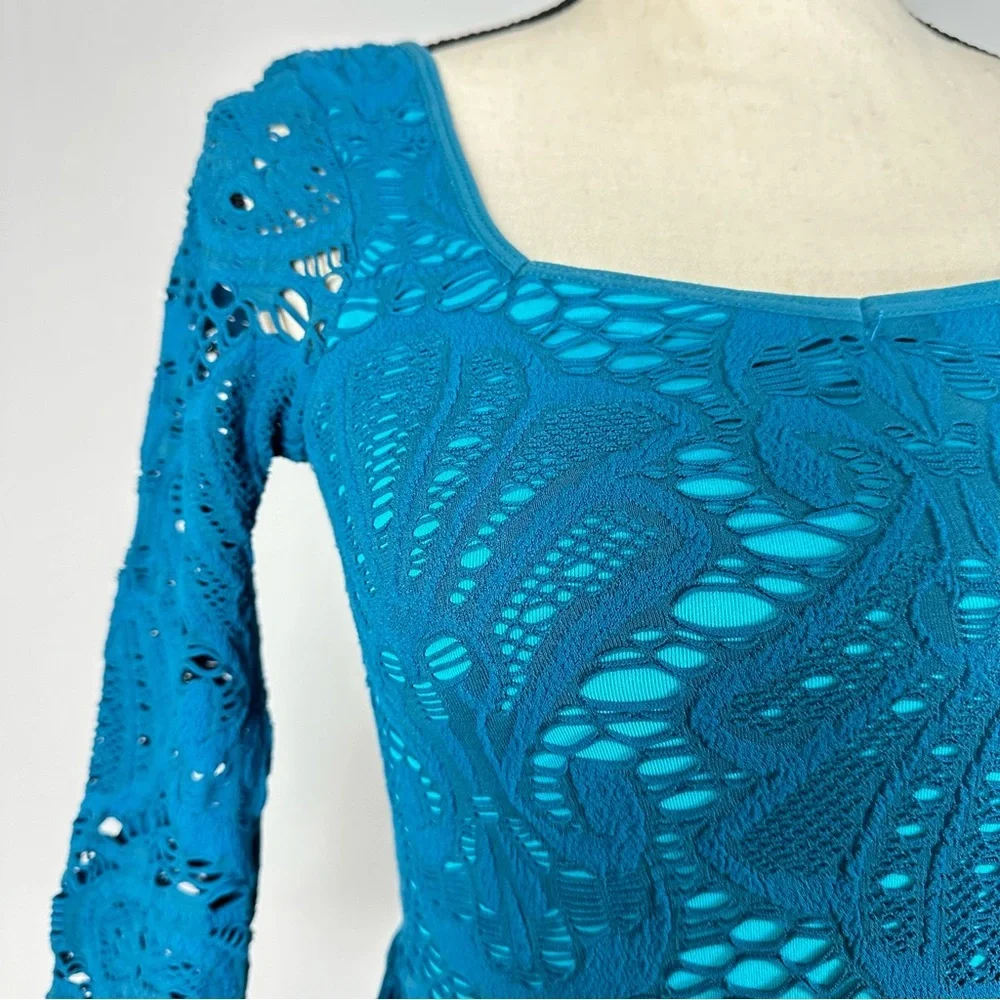 INTIMATELY FREE PEOPLE Medallion Lace teal bodycon dress - size XS/S